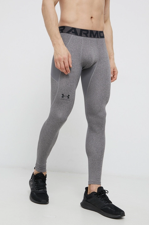 Tréninkové legíny Under Armour šedá barva, hladké, 1366075