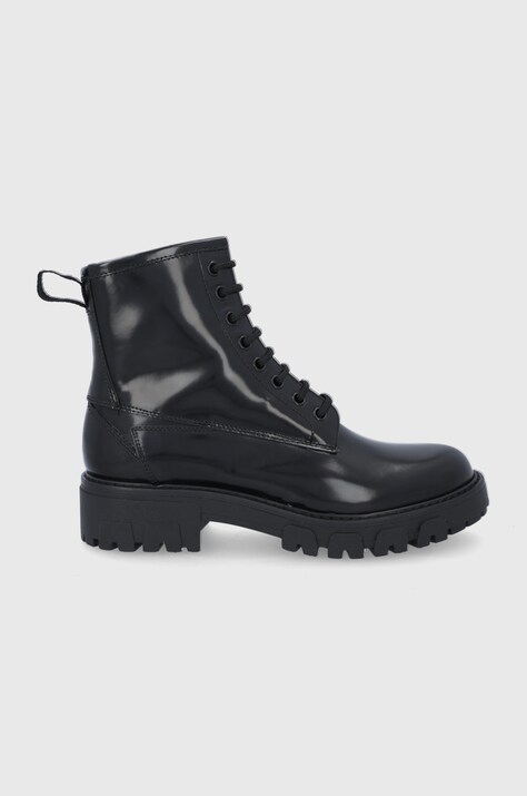 Hugo Cizme de piele femei, culoarea negru, cu platformă