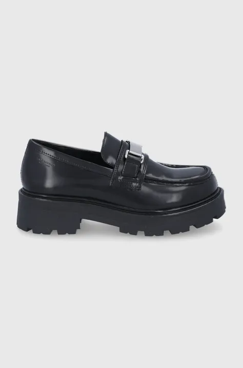 Kožené mokasíny Vagabond Shoemakers dámske, čierna farba, na platforme