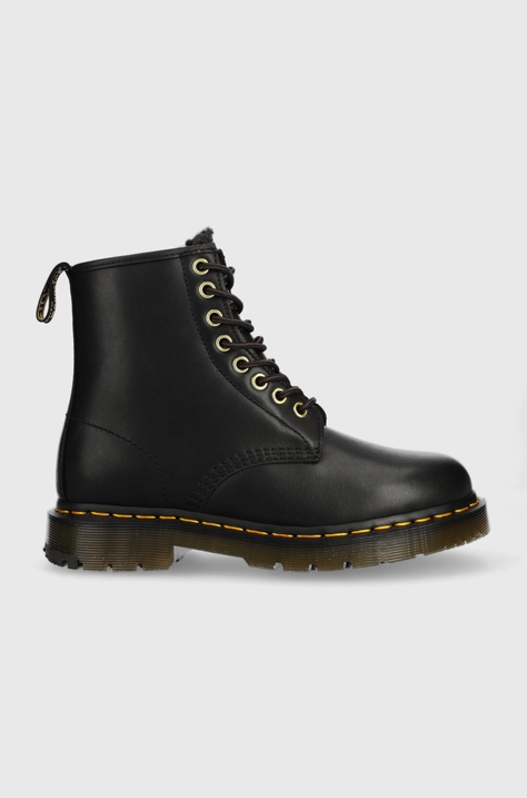 Kožené workery Dr. Martens 1460 dámske, čierna farba, na plochom podpätku, zateplené, 26860001