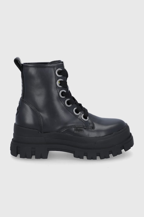Μποτάκια εργασίας Buffalo ASPHA LACE UP HI γυναικεία, χρώμα: μαύρο