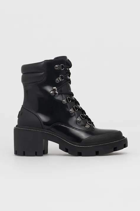 Шкіряні черевики Tory Burch жіночі колір чорний каблук блок