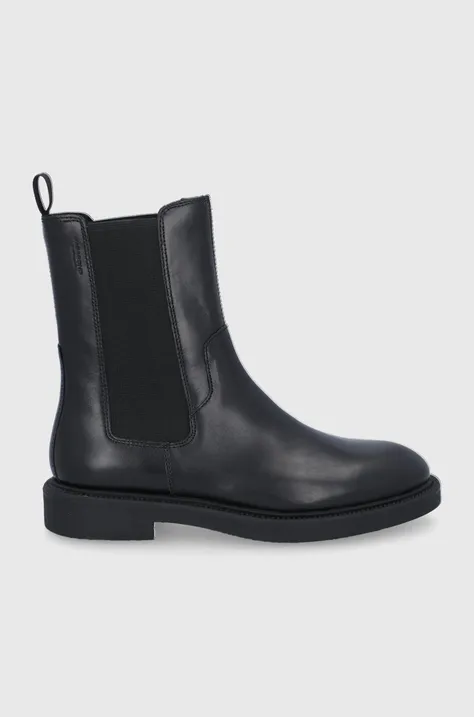 Шкіряні черевики Vagabond Shoemakers жіночі колір чорний на плоскому ходу