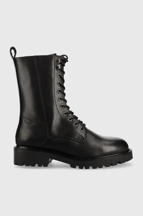 Kožené workery Vagabond Shoemakers Kenova dámské, černá barva, na plochém podpatku, zateplené