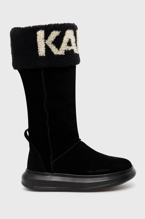 Karl Lagerfeld Cizme de zapada din piele întoarsă Kapri Kosi culoarea negru