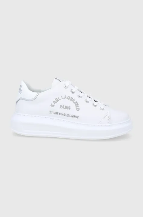 Шкіряні черевики Karl Lagerfeld Kapri колір білий на платформі
