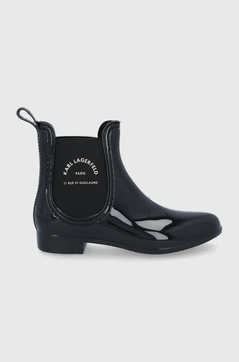Gumijasti škornji Karl Lagerfeld žensko, črna barva