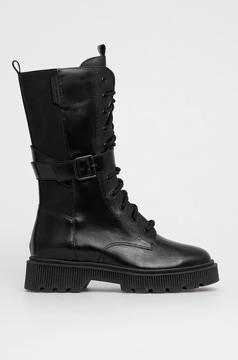 Δερμάτινες μπότες Kurt Geiger London STINT γυναικείες, χρώμα: μαύρο