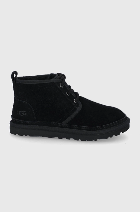 UGG cizme din piele întoarsă Neumel femei, culoarea negru, cu toc plat, izolat 1094269.BLK-BLK