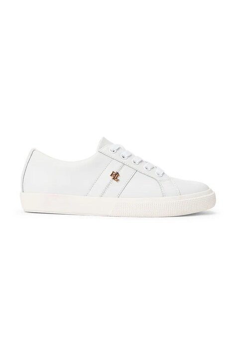 Kožená obuv Lauren Ralph Lauren Janson II biela farba, na plochom podpätku, 802831000000