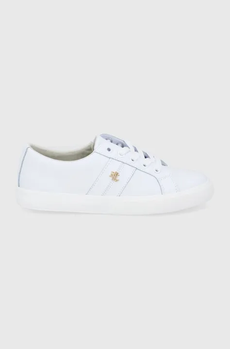 Kožené boty Lauren Ralph Lauren Janson II bílá barva, na plochém podpatku, 80283100000000000