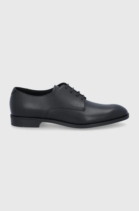 Шкіряні туфлі Emporio Armani чоловічі колір чорний