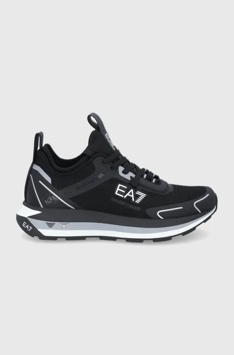 Boty EA7 Emporio Armani černá barva, na plochém podpatku