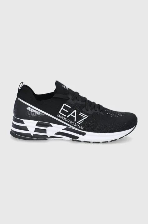 EA7 Emporio Armani Pantofi culoarea negru, cu toc plat
