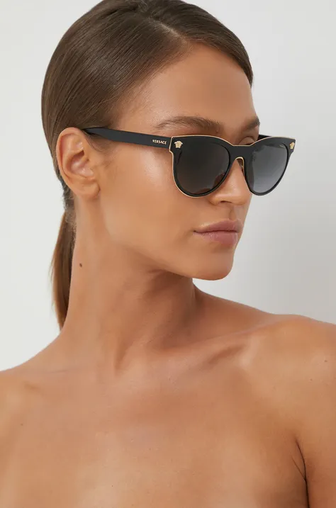 Γυαλιά ηλίου Versace γυναικεία, χρώμα: μαύρο 0VE2198