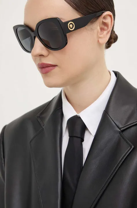 Slnečné okuliare Versace 0VE4387 dámske, čierna farba, 0VE4387