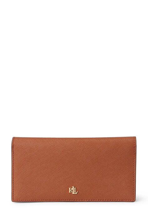 Lauren Ralph Lauren Portfel skórzany 432802917010 damski kolor brązowy