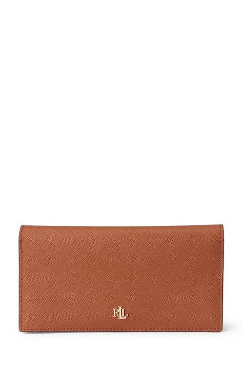 Lauren Ralph Lauren Portfel skórzany 432802917010 damski kolor brązowy