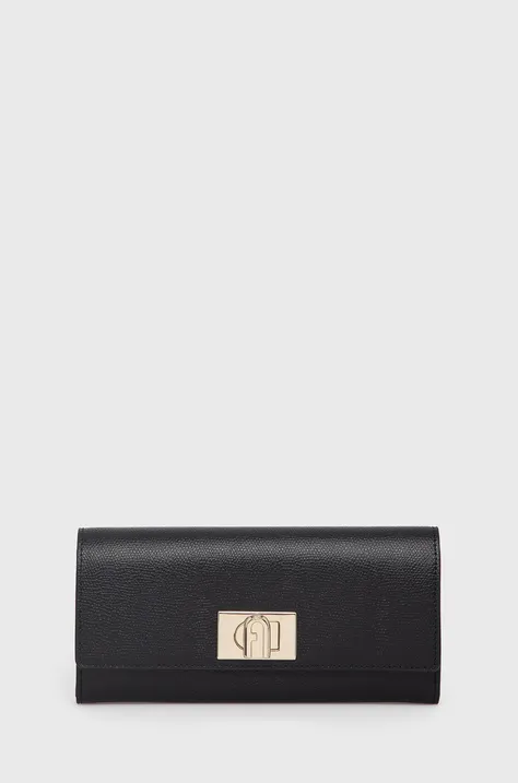 Usnjena denarnica Furla ženska, črna barva