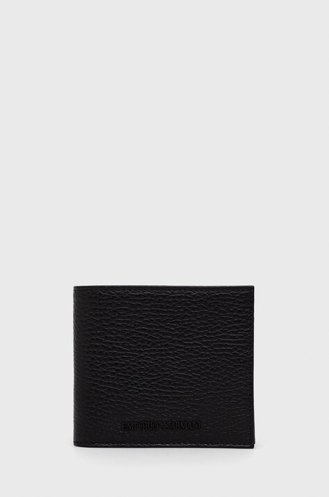 Emporio Armani Portofel de piele bărbați, culoarea negru