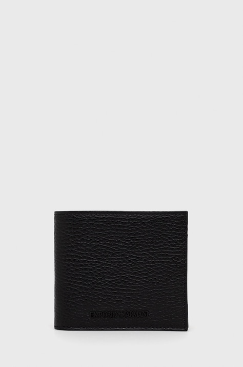 Emporio Armani Portofel de piele bărbați, culoarea negru