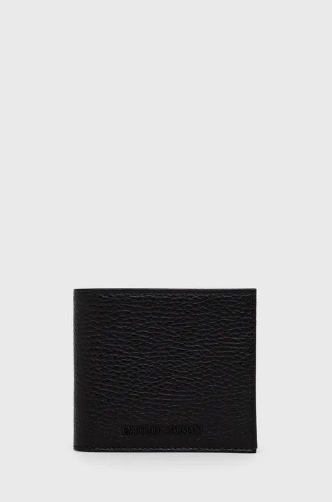 Usnjena denarnica Emporio Armani moški, črna barva