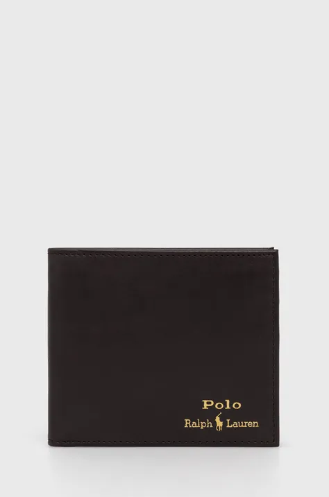 Δερμάτινο πορτοφόλι Polo Ralph Lauren ανδρικo, χρώμα: καφέ