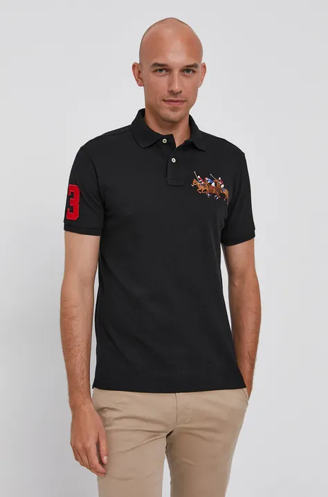 Polo majica Polo Ralph Lauren za muškarce, boja: crna