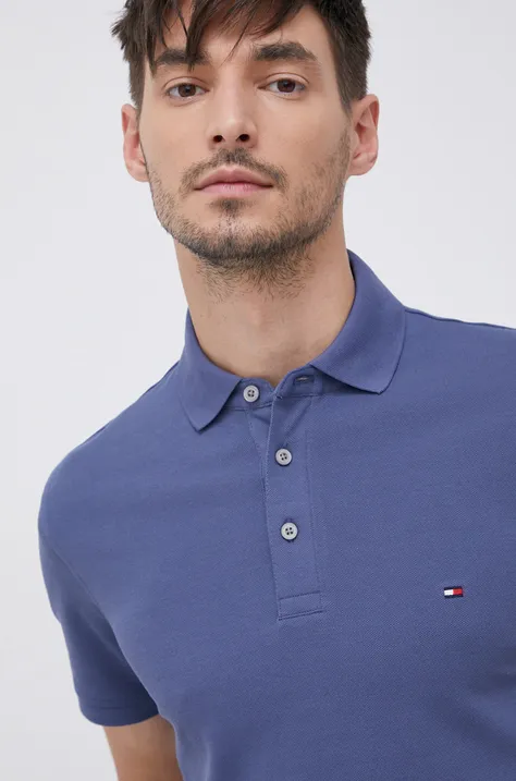 Polo tričko Tommy Hilfiger pánske,fialová farba,jednofarebné,MW0MW17771