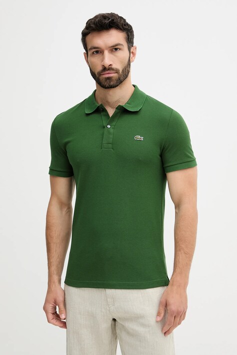 Lacoste pamut póló zöld, sima