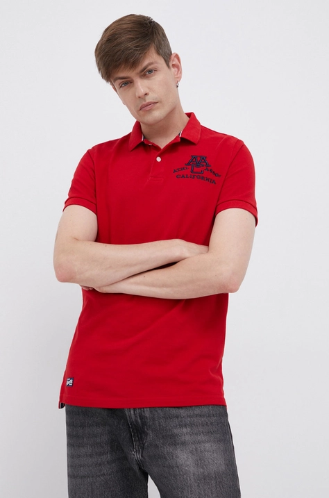 Pamučna polo majica Superdry boja: crvena