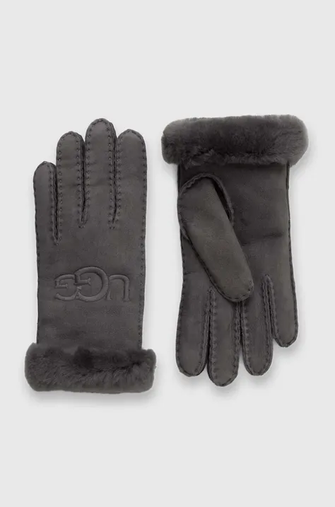 Замшевые перчатки UGG женские цвет серый