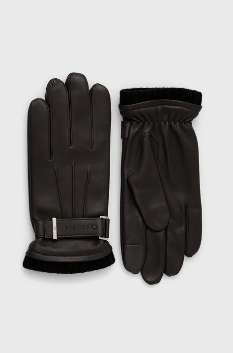 Шкіряні рукавички Calvin Klein чоловіче колір коричневий