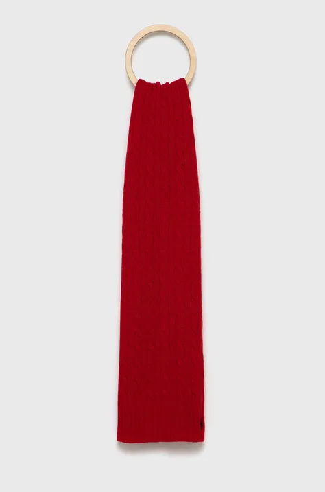 Vlnený šál Polo Ralph Lauren červená farba, jednofarebný