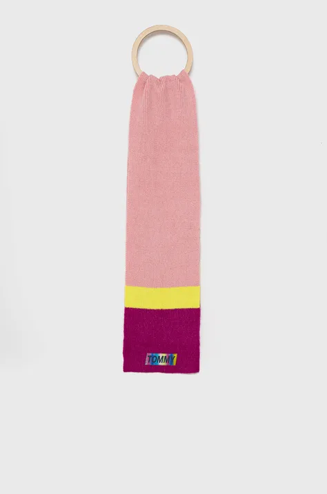 Дитячий шарф з домішкою вовни Tommy Hilfiger колір рожевий візерунок
