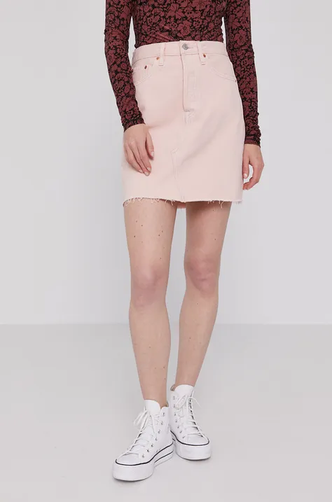 Дънкова пола Levi's в розово къс модел със стандартна кройка
