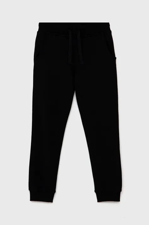 Detské nohavice Guess čierna farba, jednofarebné