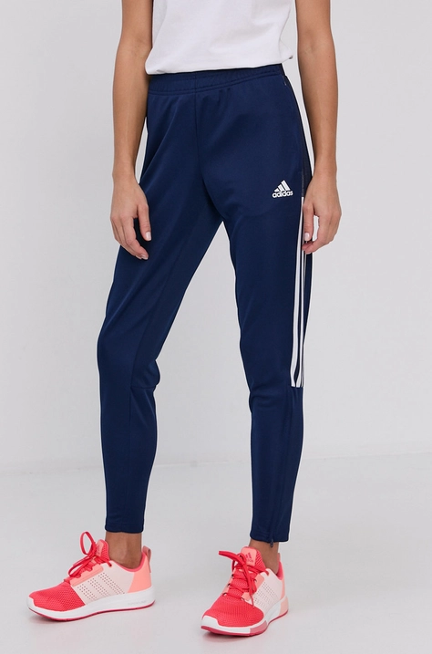 Kalhoty adidas Performance GM4495 dámské, tmavomodrá barva, s aplikací