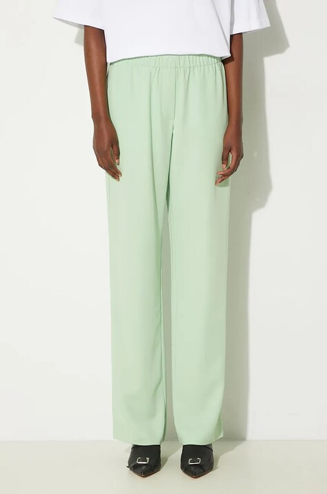 Nohavice Samsoe Samsoe Hoys dámske, zelená farba, rovné, vysoký pás, F16304674