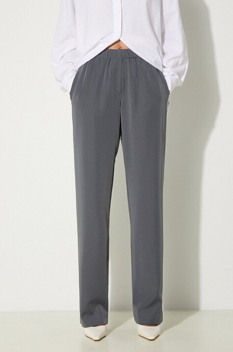 Samsoe Samsoe spodnie Hoys damskie kolor szary proste high waist F16304674