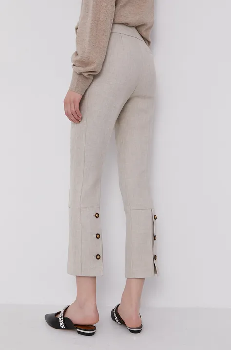 Панталон Tory Burch дамски в прозрачен цвят със стандартна кройка, с висока талия