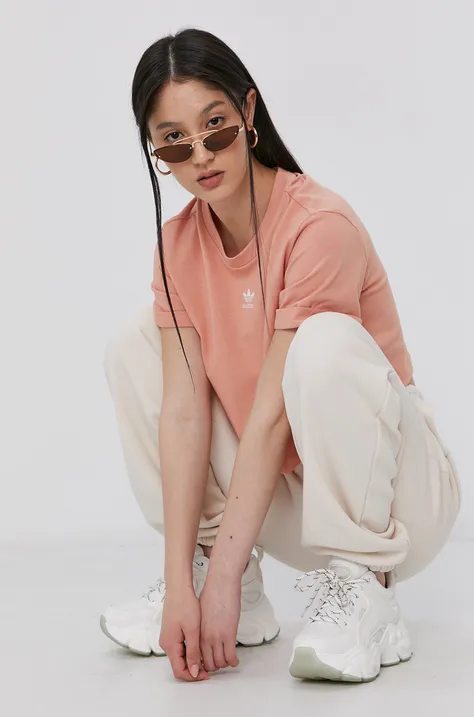 Штани adidas Originals жіночі колір бежевий гладкі H14175-WONWHI