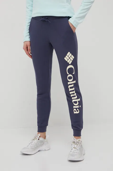 Columbia spodnie damskie kolor granatowy z nadrukiem