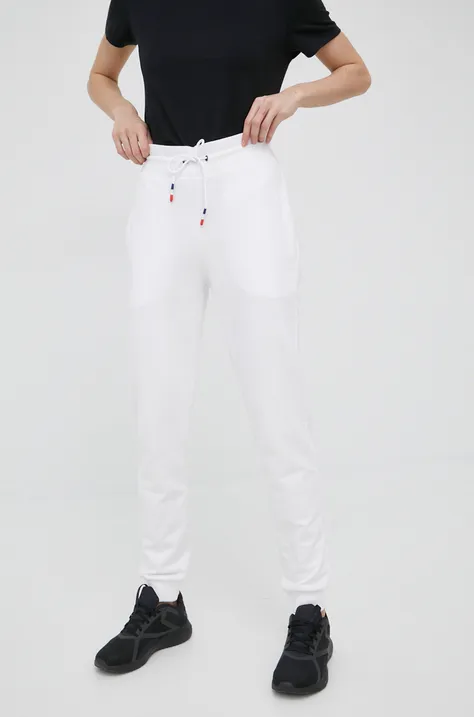 Бавовняні спортивні штани Rossignol жіночі колір білий однотонні