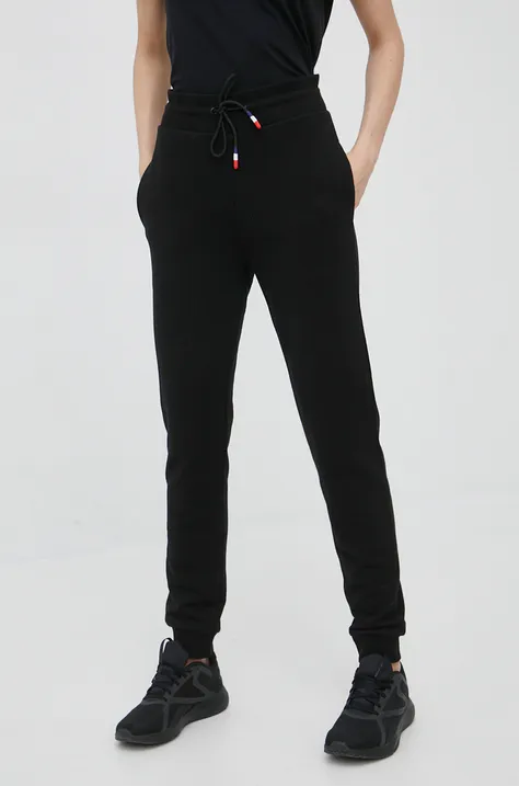 Rossignol spodnie dresowe bawełniane damskie kolor czarny gładkie RLKWP16