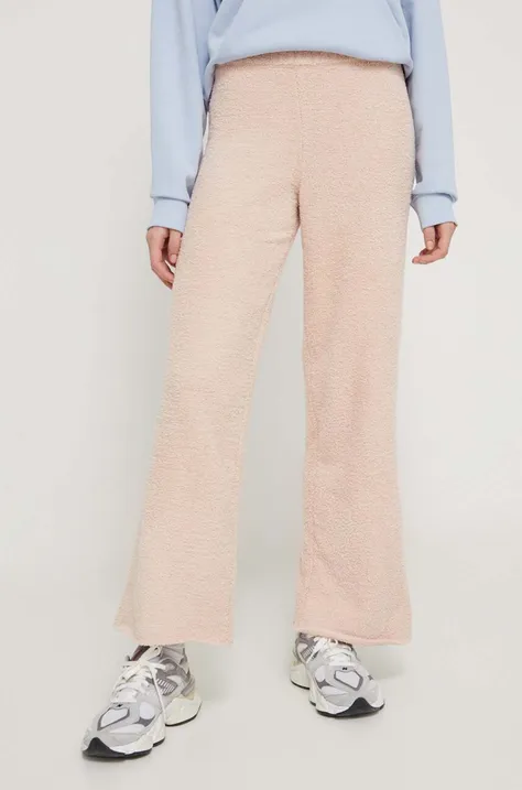 Kalhoty UGG dámské, béžová barva, jednoduché, high waist, 1121077