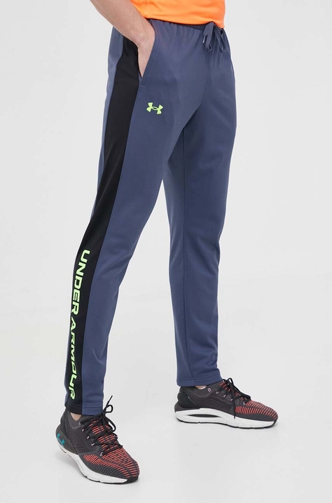 Hlače Under Armour za muškarce, boja: tamno plava, s tiskom, 1366213-001