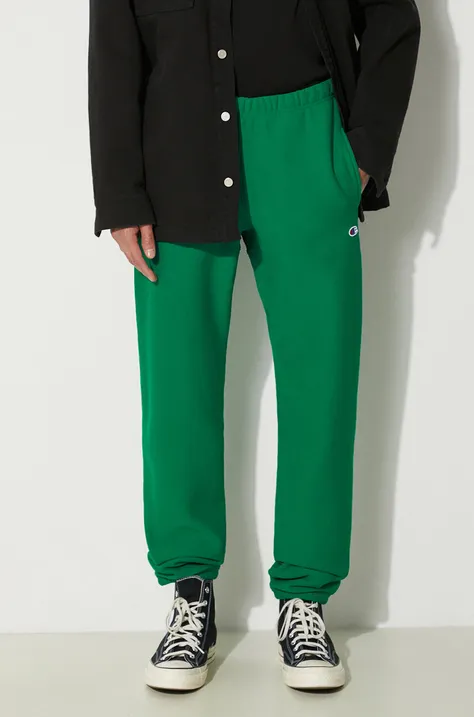 Champion pantaloni 216540 bărbați, culoarea verde, cu imprimeu 216540