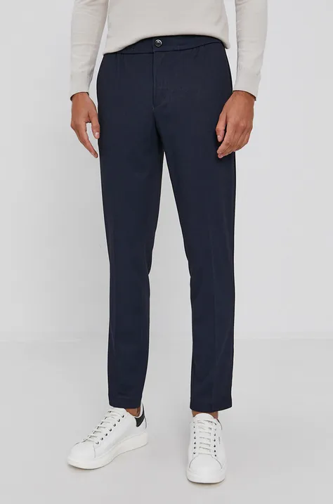 Kalhoty Sisley pánské, tmavomodrá barva, jednoduché