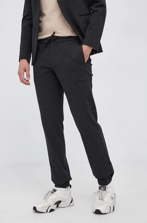 Sisley Spodnie męskie kolor czarny gładkie